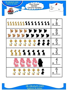 Çocuklar İçin toplam işlemi yaprak testleri 